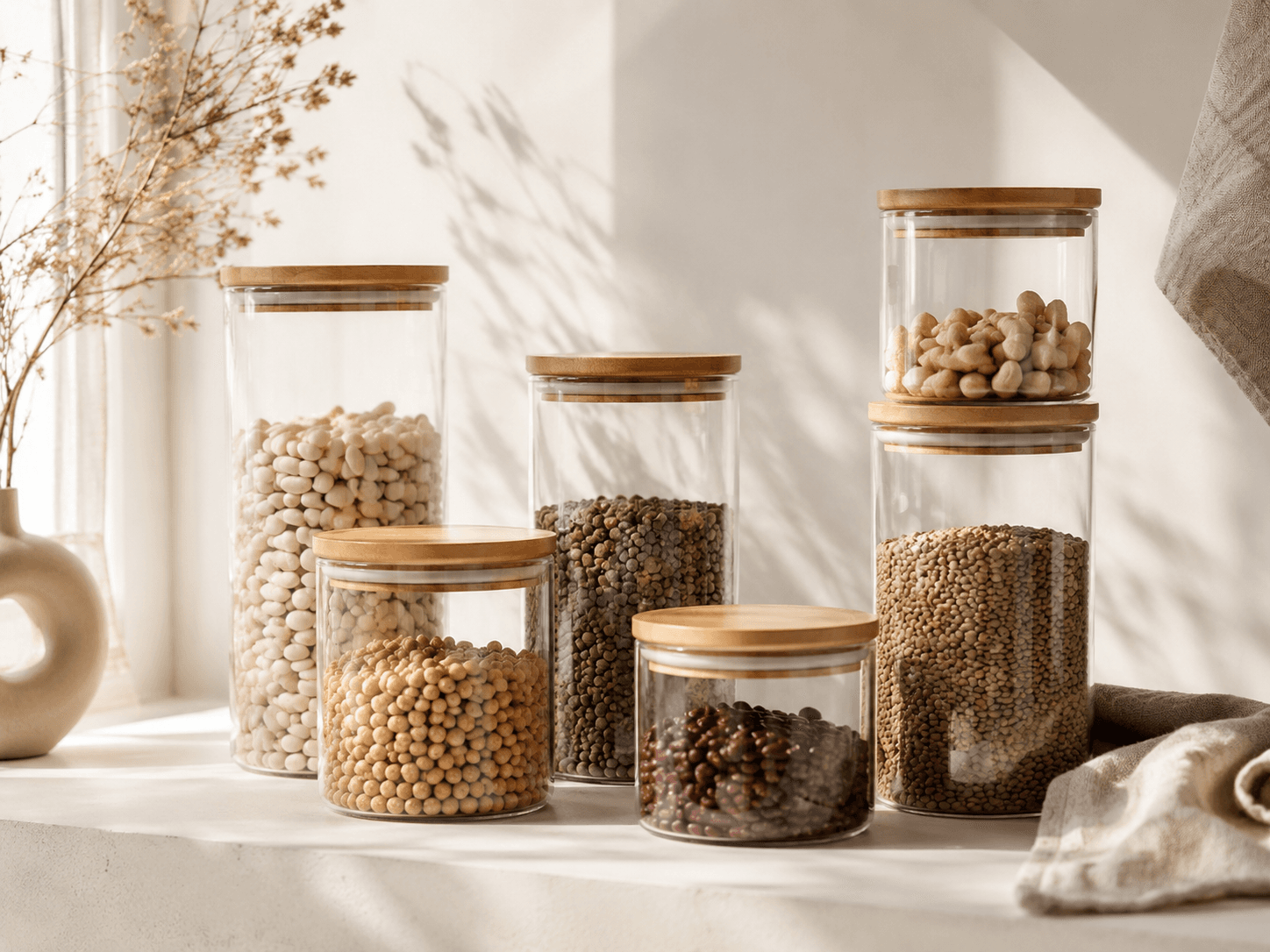 Storage & Organize — Airtight jars and vanity vessels that keep a shelf calm.