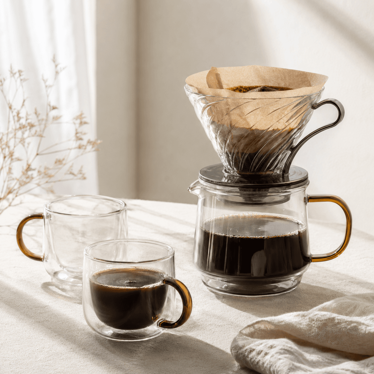 Morning Ritual Coffee Set — A slow pour-over ritual in double-wall borosilicate that never scorches your hand.