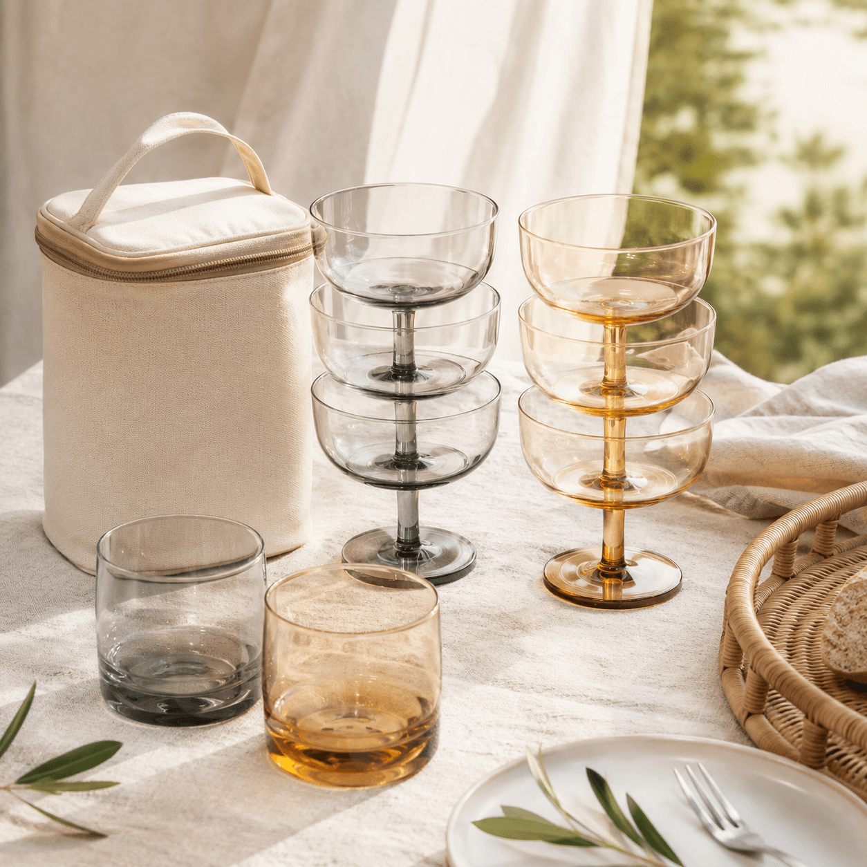 Picnic & Outdoor Tritan Set — Stackable, shatterproof stemware for the balcony, park and poolside.